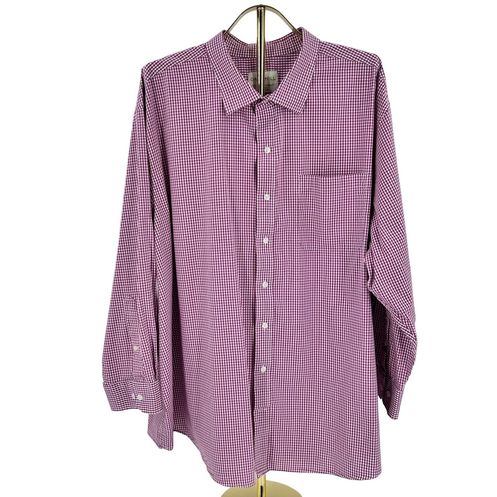 Oak Hill Mens Purple Gingham Easy Stretch Classic Fit Dress Shirt 20 34/35 XL